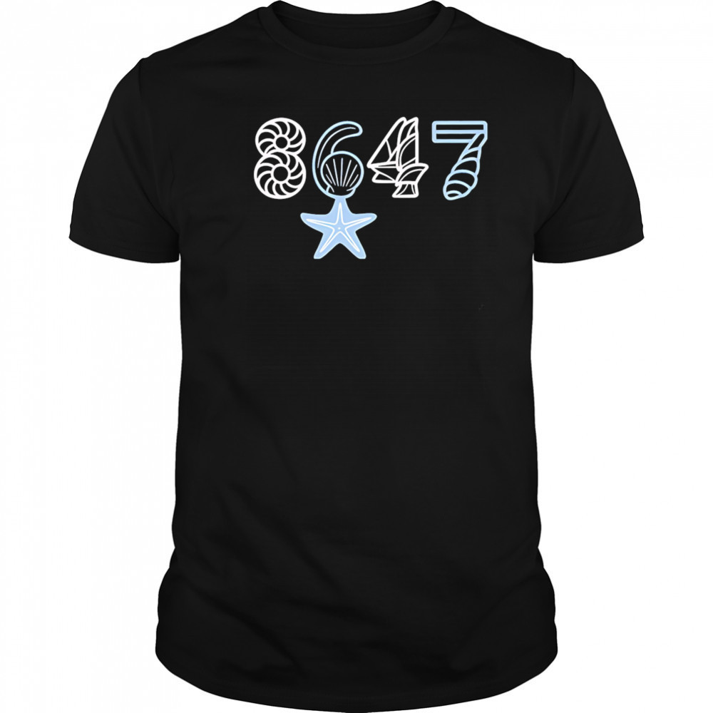 Retro 8647 Starfish Seashells Print shirt