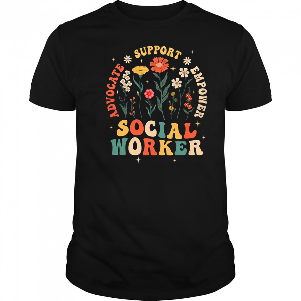 Retro Social Worker Vintage Floral Boho Social Work Life shirt