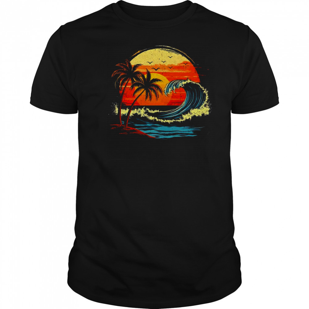 Retro Sunset Tropical Vintage Beach Palm Tree For Men Women shirt