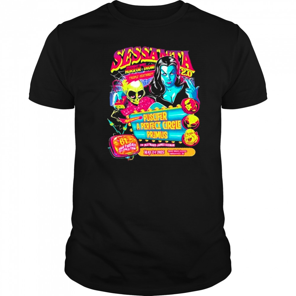 Sessanta V 2.0 May 24 2025 Primus Puscifer and A Perfect Circle Ruoff Music Center Noblesville Indiana t-shirt