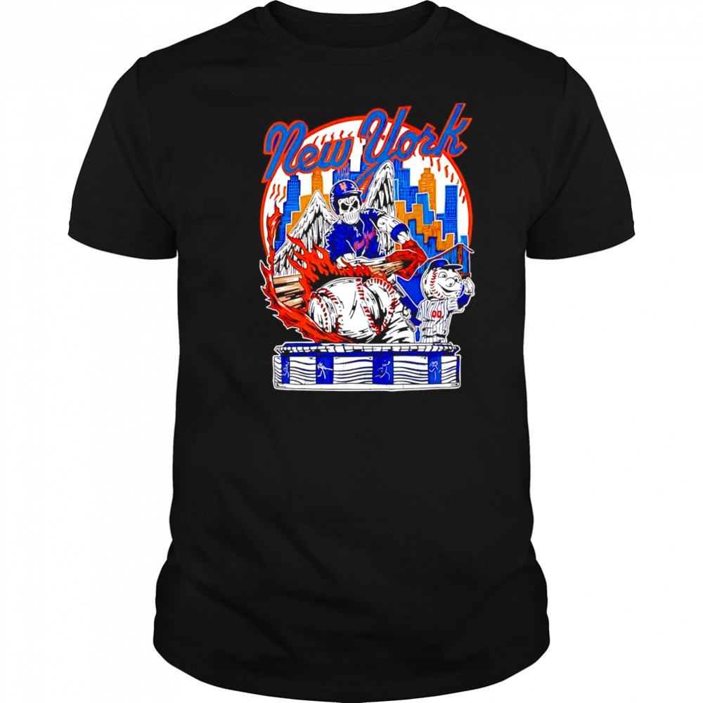 Skeleton New York Knicks baseball skyline shirt