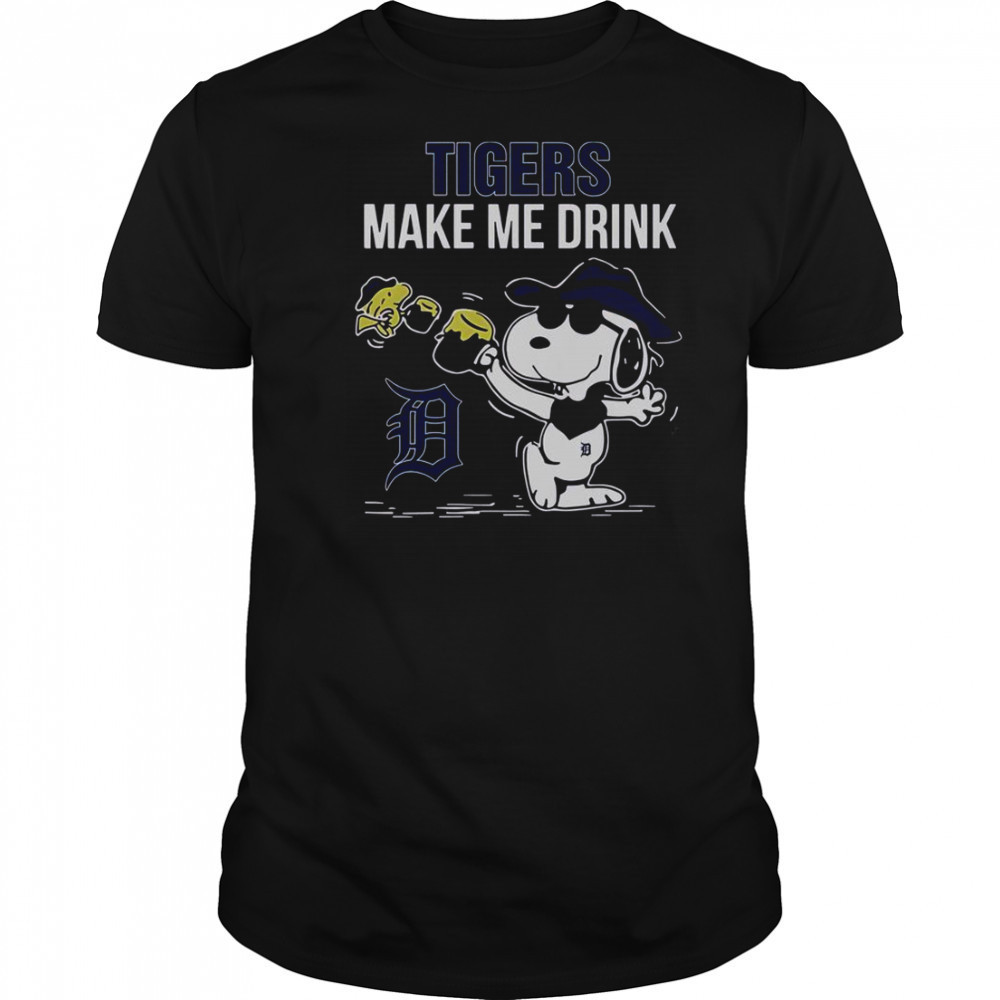 Snoopy And Woodstock Detroit Tigers Make Me Drink T-Shirt