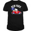 Snoopy and Woodstock driving car New York Yankees shirt