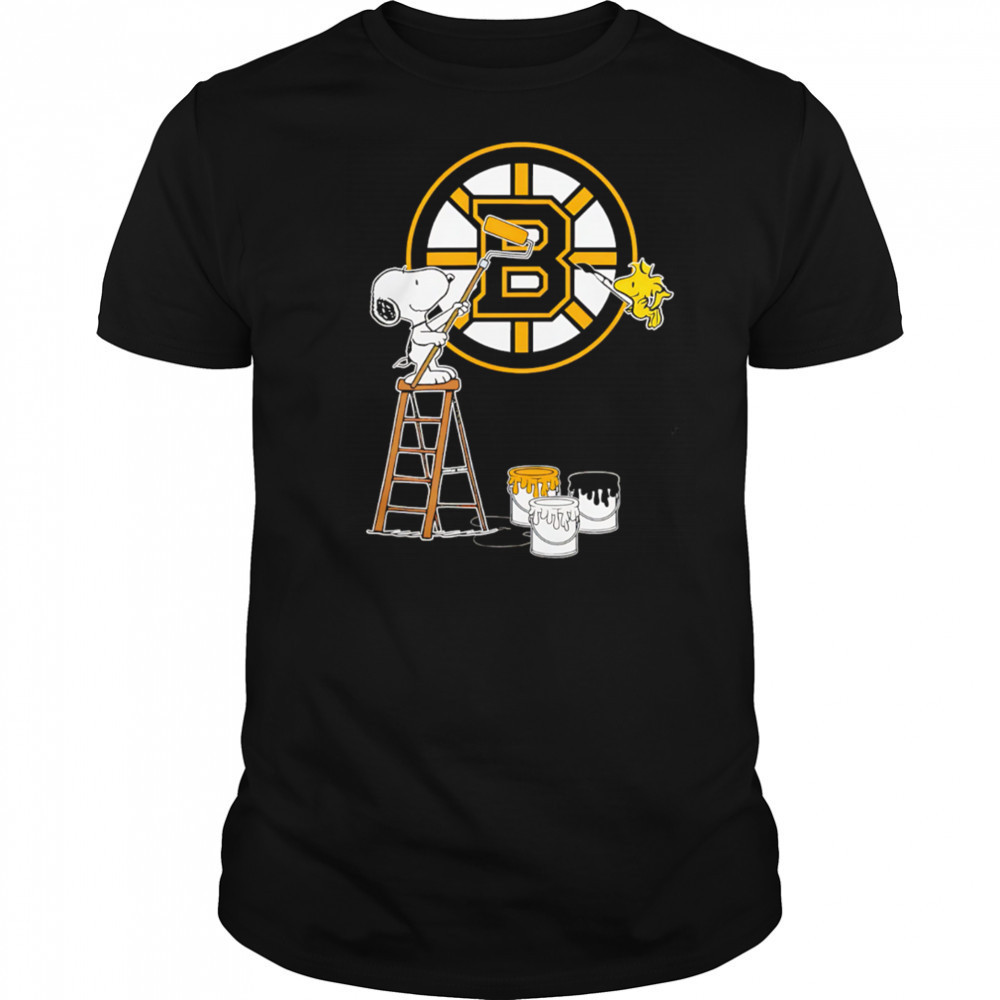 Snoopy And Woodstock Painting Boston Bruins Logo shirt