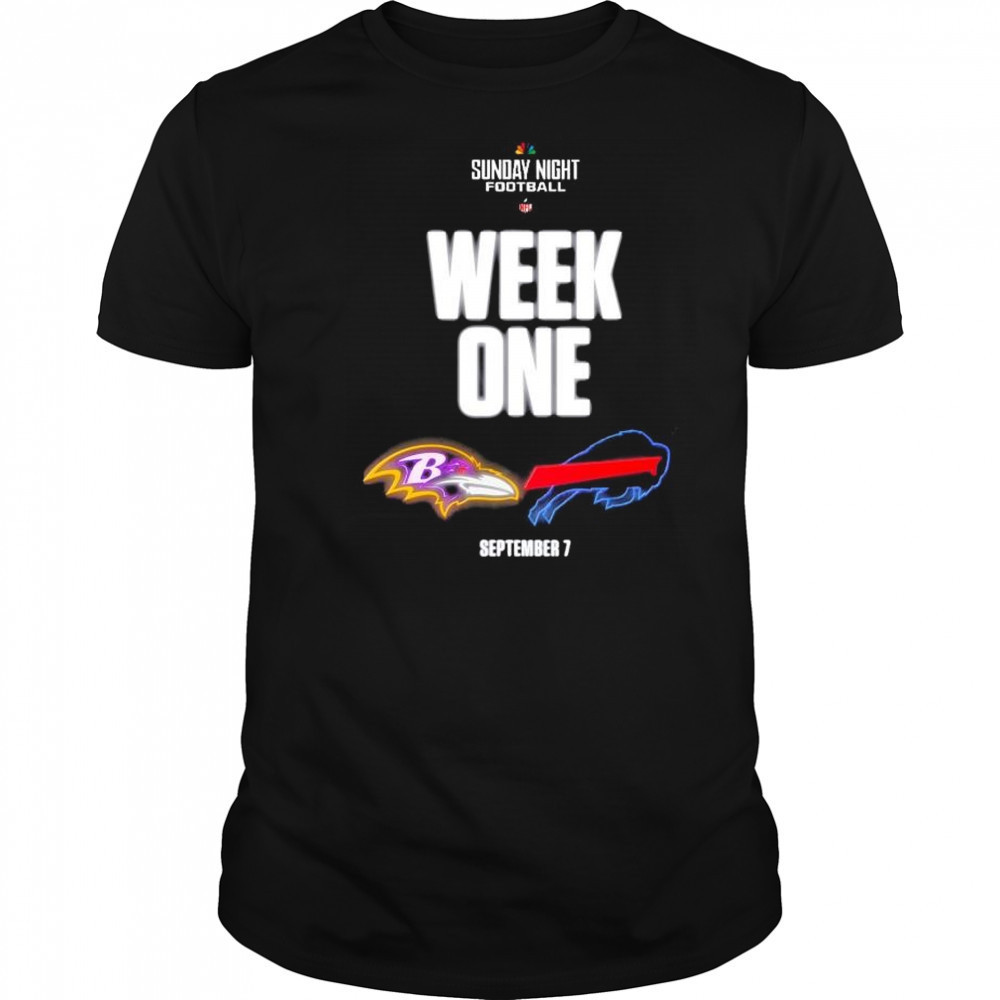 Sunday Night Football NFL Week 1 Baltimore Ravens vs Buffalo Bills Sept 7 2025 t-shirt