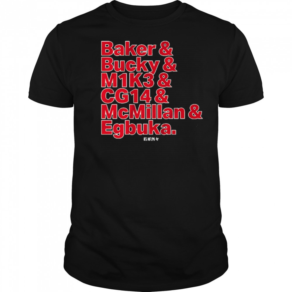 Tampa Bay Buccaneers Football Baker and Bucky and M1K3 and CG14 and McMillan and Egbuka t-shirt