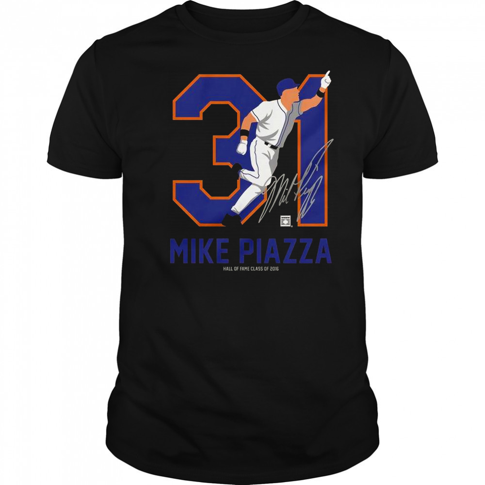 Teambrown Mike Piazza Baseball Hall Of Fame Member Signature T-Shirt