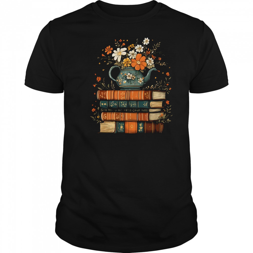 Teapot Cottagecore Aesthetic Book Lover For Women Bookworm shirt