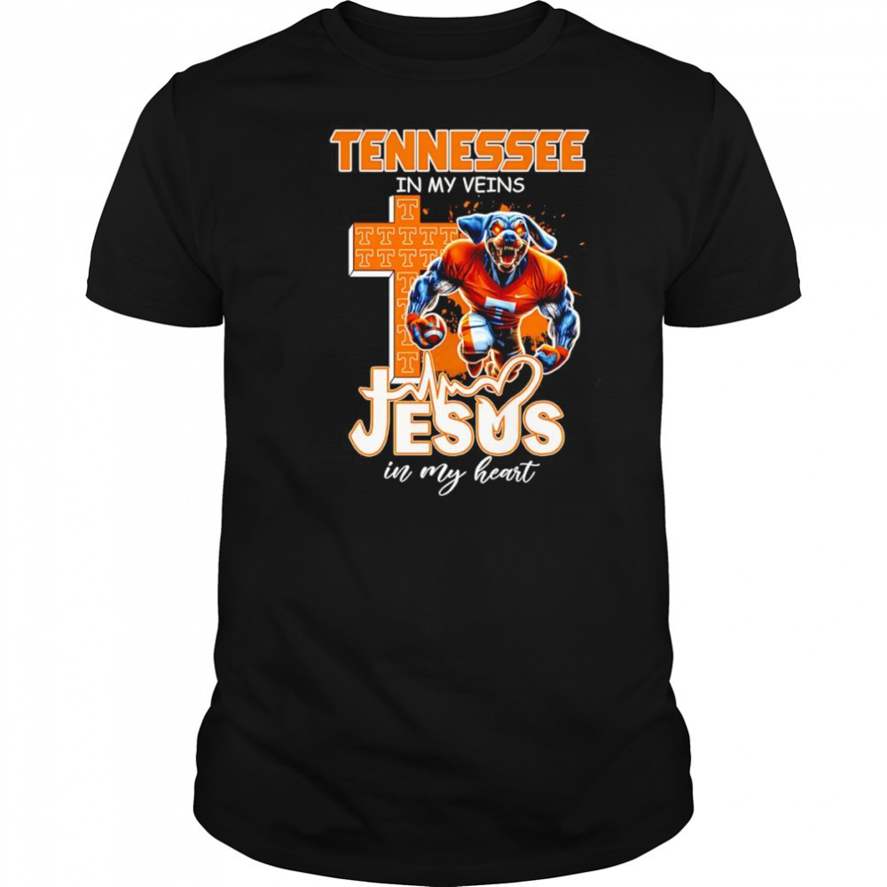 Tennessee in my veins Jesus in my heart mascot shirt