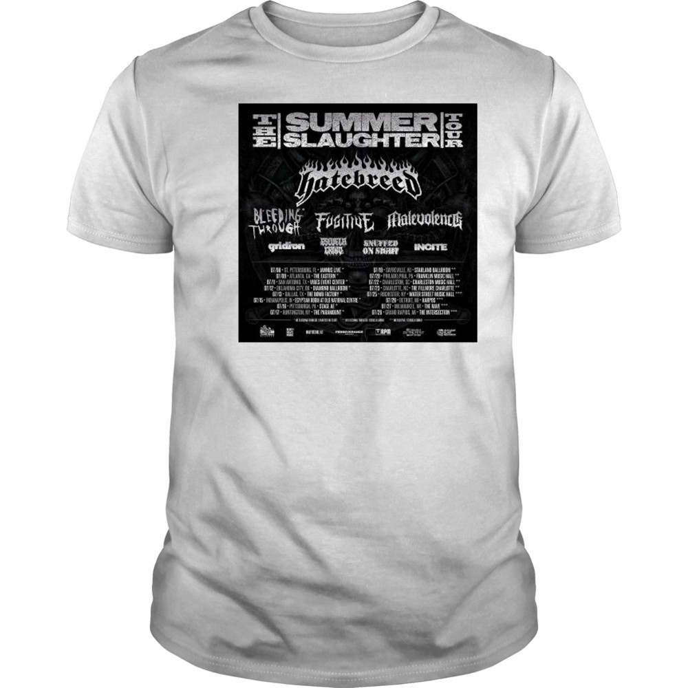 The Summer Slaughter Tour July 2025 with Bleeding Through, Gridiron, Malevolence t-shirt