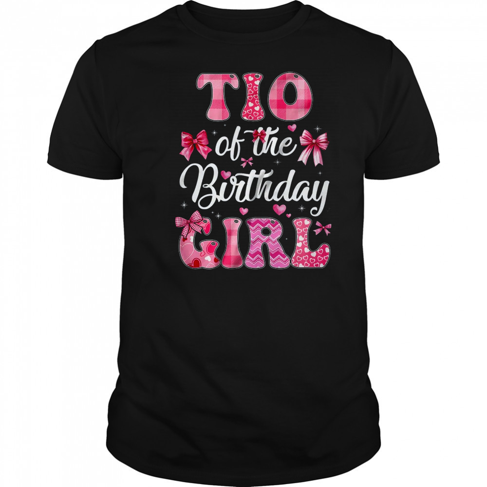 Tio Of The Birthday Girl Family Pink Coquette Bow shirt
