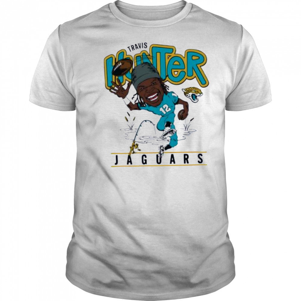 Travis Hunter Jacksonville Jaguars Homage 2025 NFL Draft Caricature Player Graphic Tri Blend T Shirt Travis Hunter Jacksonville Jaguars Homage 2025 NFL Draft Caricature Player Graphic Tri Blend T Shirt
