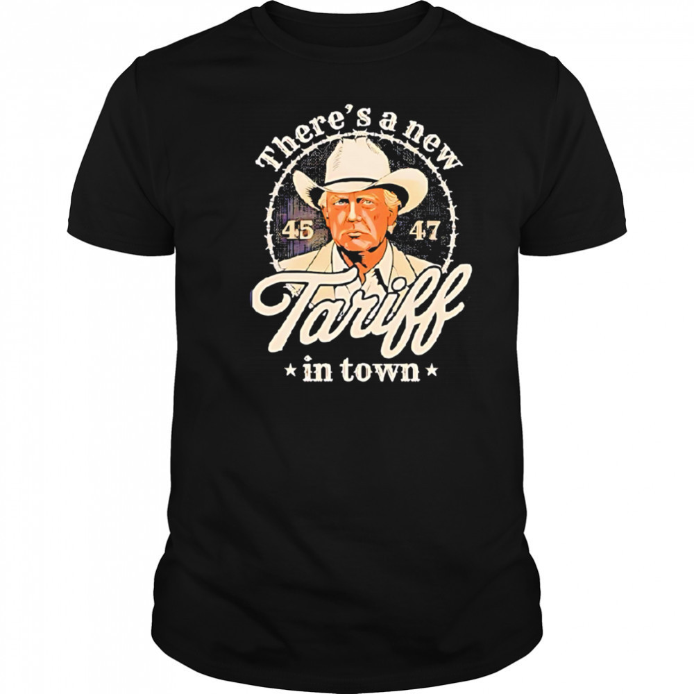 Trump announces fresh import taxes with bold 45 47 design shirt