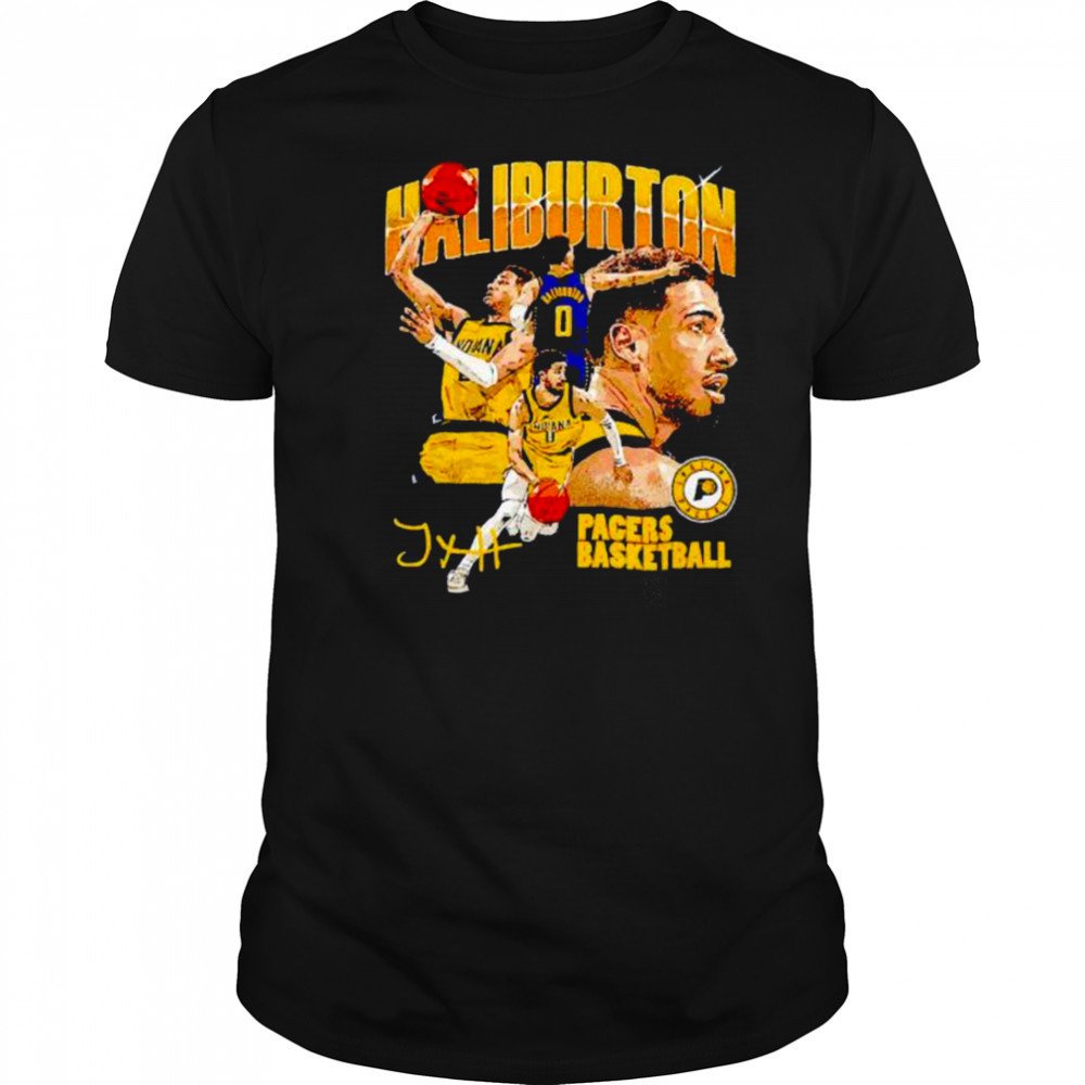 Tyrese Haliburton Indiana Pacers basketball signature collage shirt