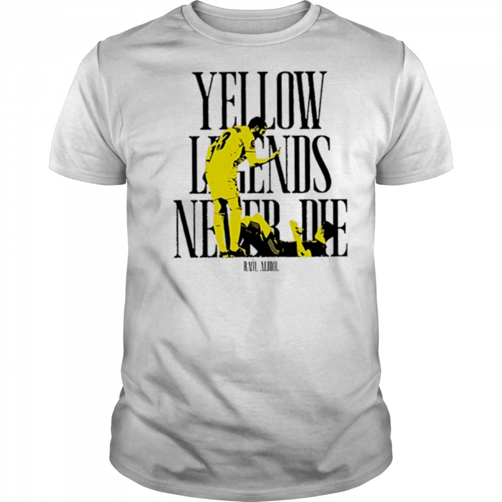 Villarreal CF Yellow legends never die Raúl Albiol silhouette shirt