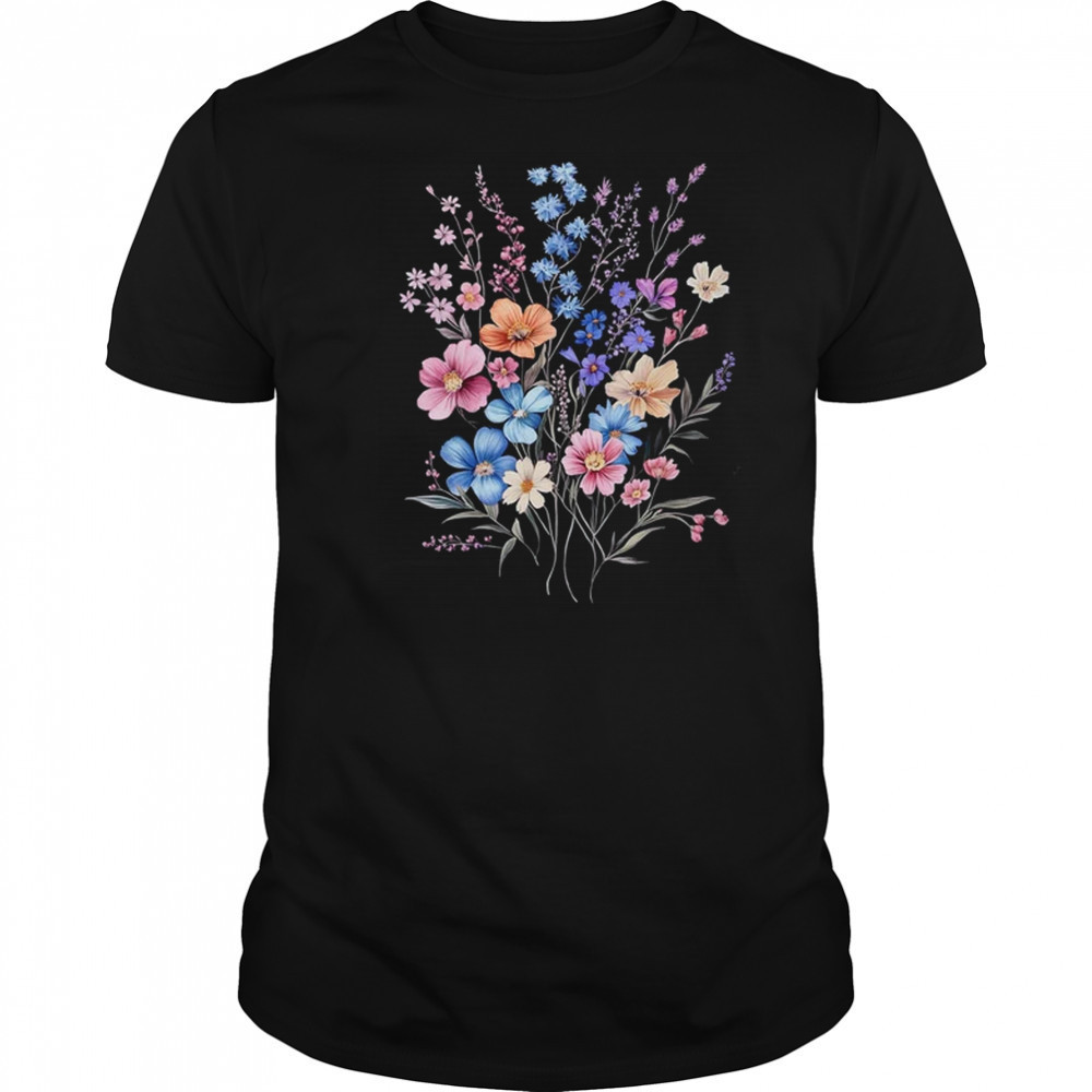 Vintage Flowers Women Wildflower Graphic Floral Gardening shirt