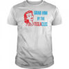 Woman grab him by the teslacles shirt