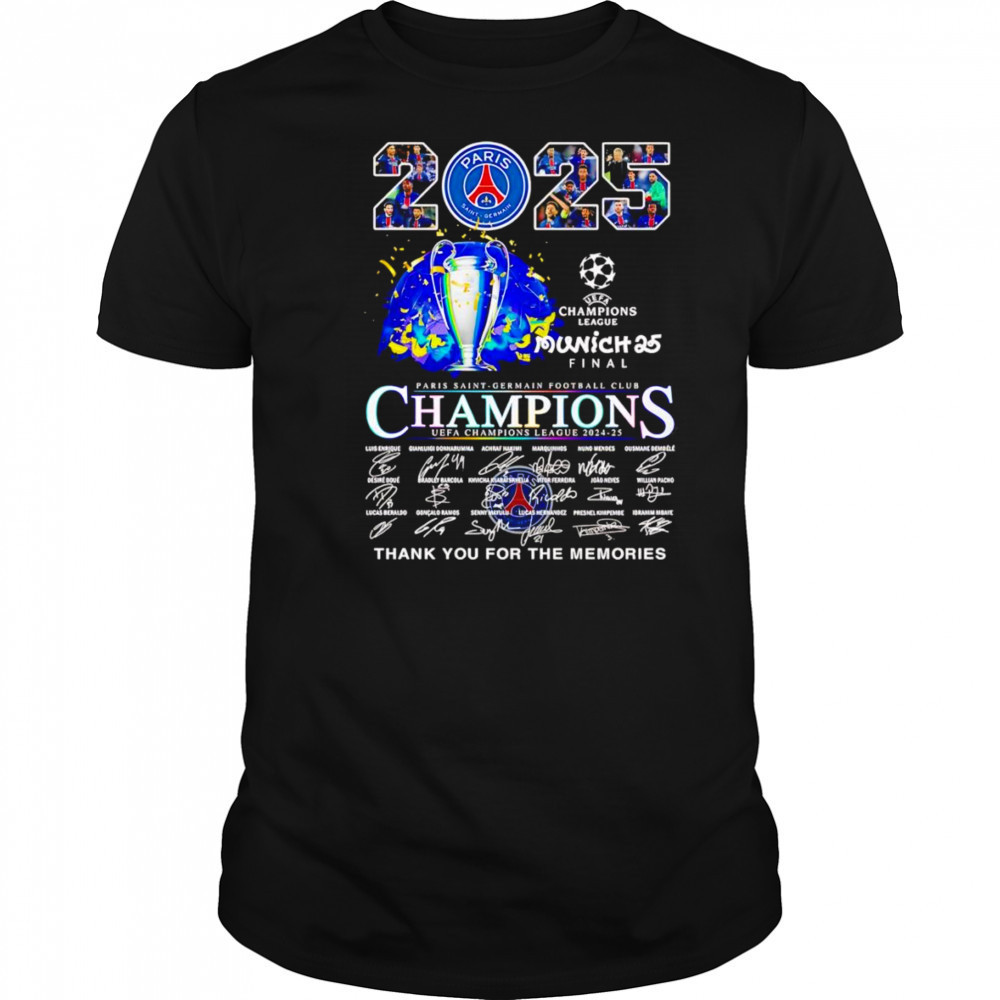 2025 Paris Saint-Germain Champions UEFA Champions League thank you for the memories shirt