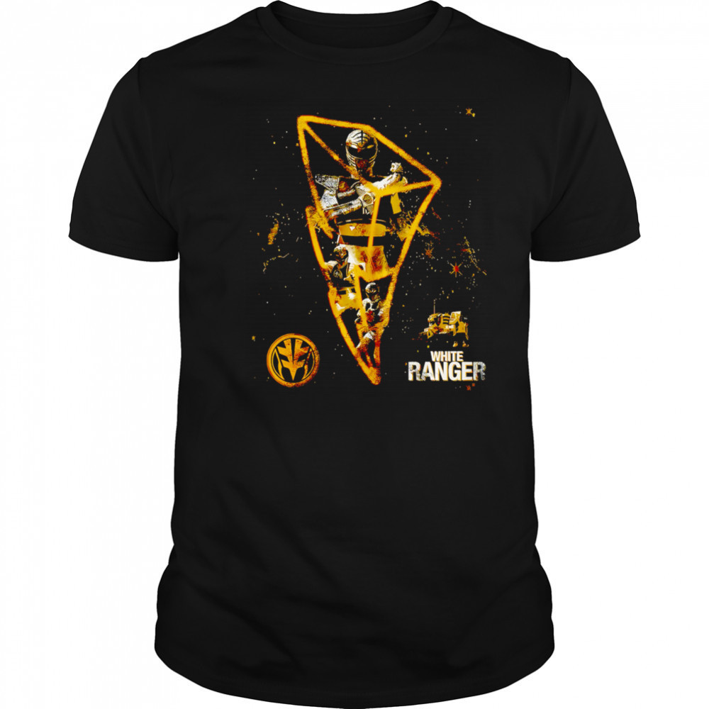 3D lightning White Ranger retro shirt
