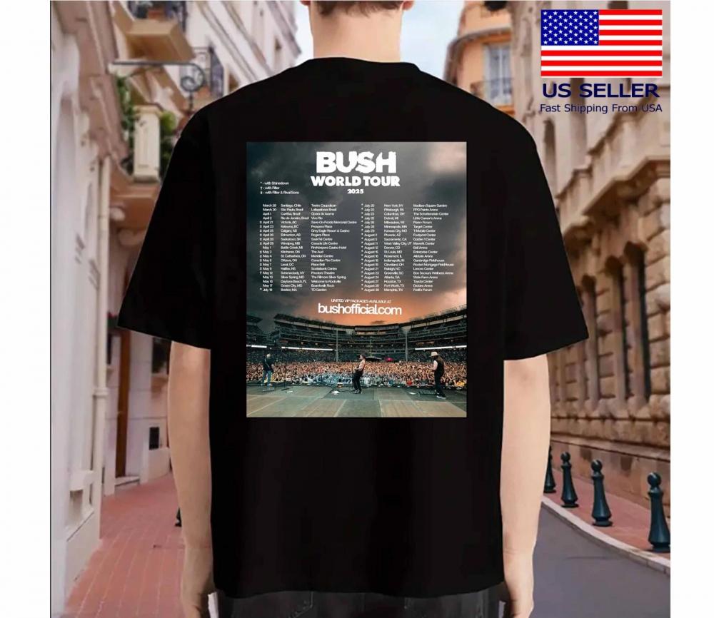 Bush Band World Tour 2025 print on back T Shirt