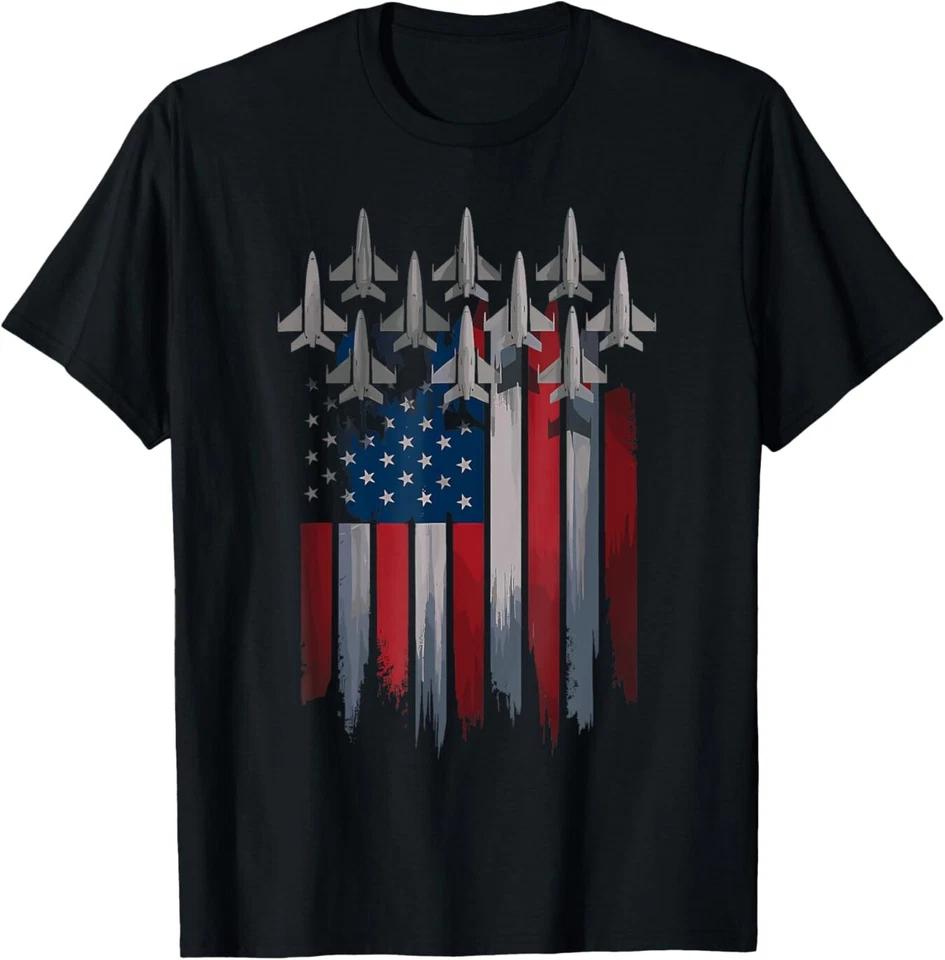 Vintage American Flag USA Fighter Jets 4th of July Patriotic T-Shirt