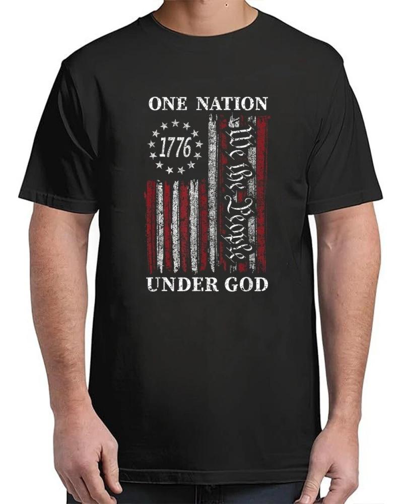 Vintage One Nation Under God Flag 4th Of July Patriotic T-Shirt