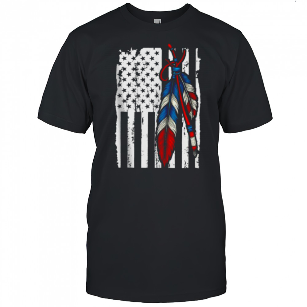 American Flag Native Feather Pride Month Indigenous SHirt