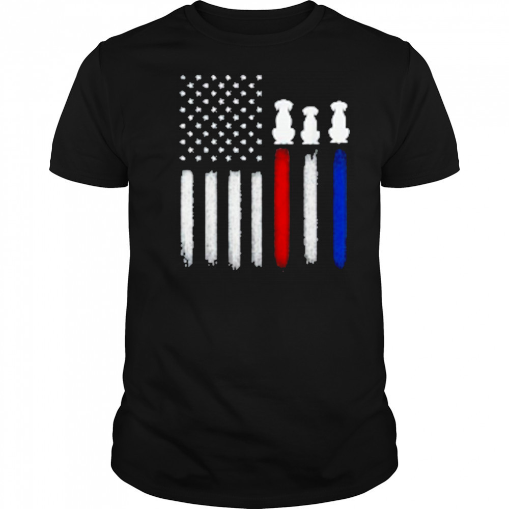 American Flag with Dog Silhouettes, Pet Lover 4th of July T-Shirt