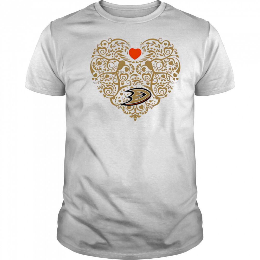 Anaheim Ducks Heart Floral Pattern logo shirt