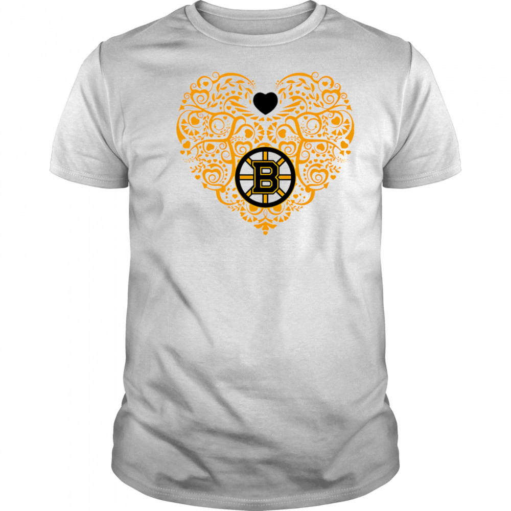 Boston Bruins Heart Floral Pattern logo shirt