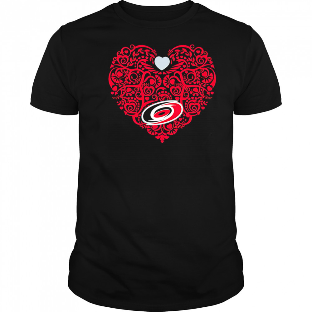 Carolina Hurricanes Floral Pattern Heart logo shirt