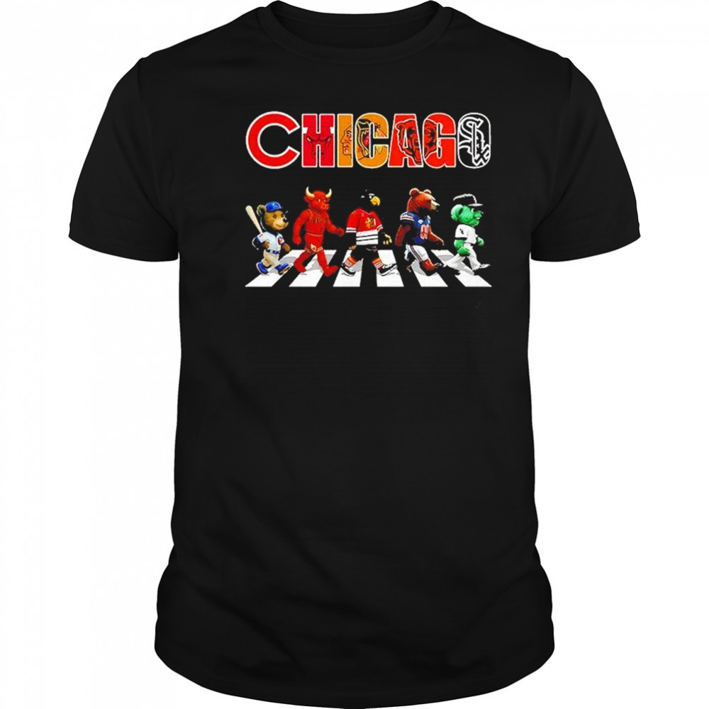 Chicago Sports Team Logo Mascot Abbey Road 2025 Shirt