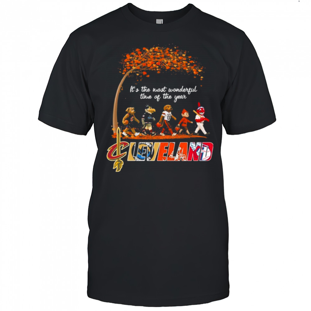 Cleveland Sports Teams Mascots & Beatles Abbey Road “It’s The Most Wonderful Time Of The Year” Shirt