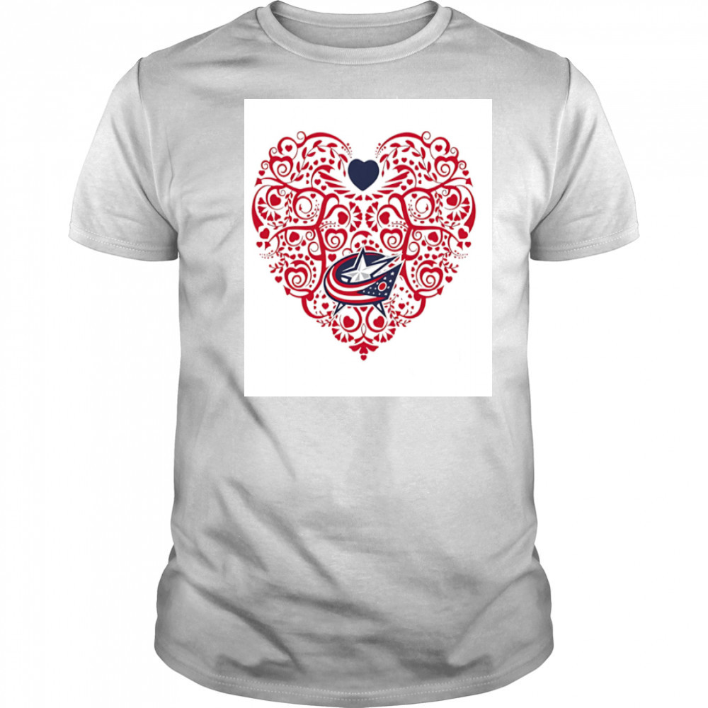 Columbus Blue Jackets Floral Pattern Heart logo shirt