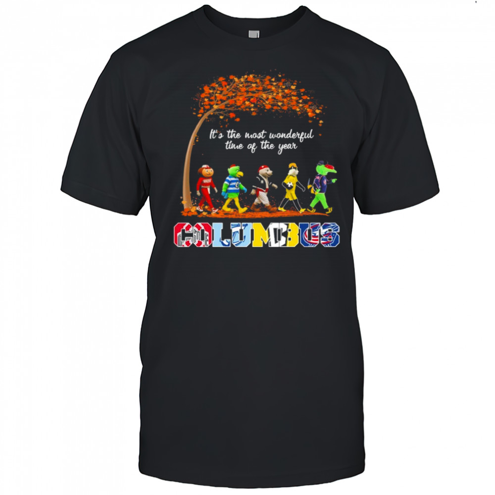 Columbus Sports Teams Mascots & Beatles Abbey Road “It’s The Most Wonderful Time Of The Year” Shirt