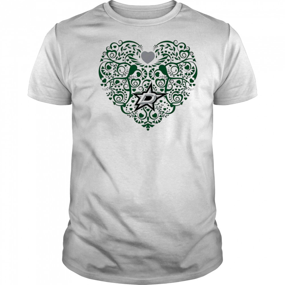 Dallas Stars Floral Pattern Heart logo shirt