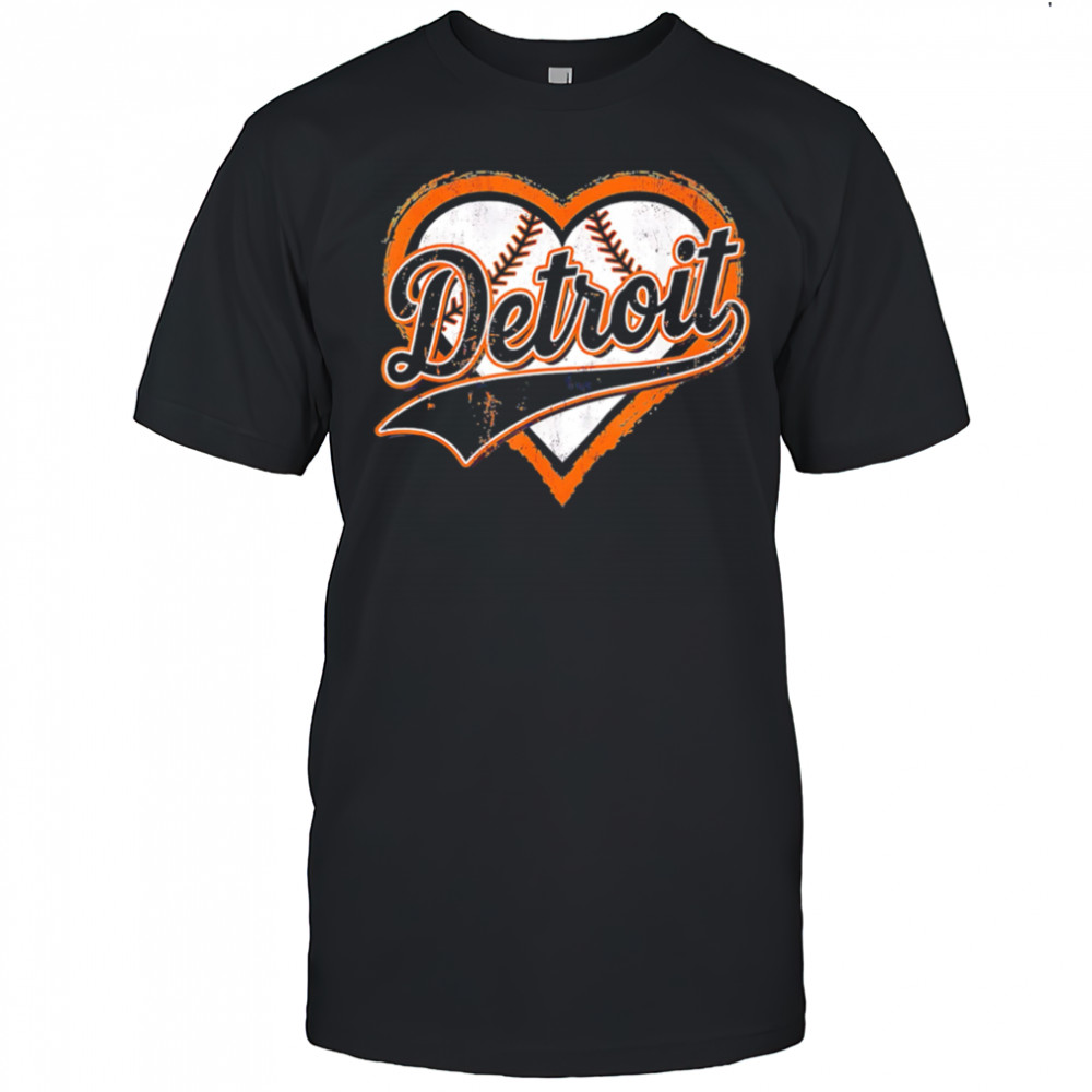 Detroit baseball heart design Vinatge Detroit Sports shirt