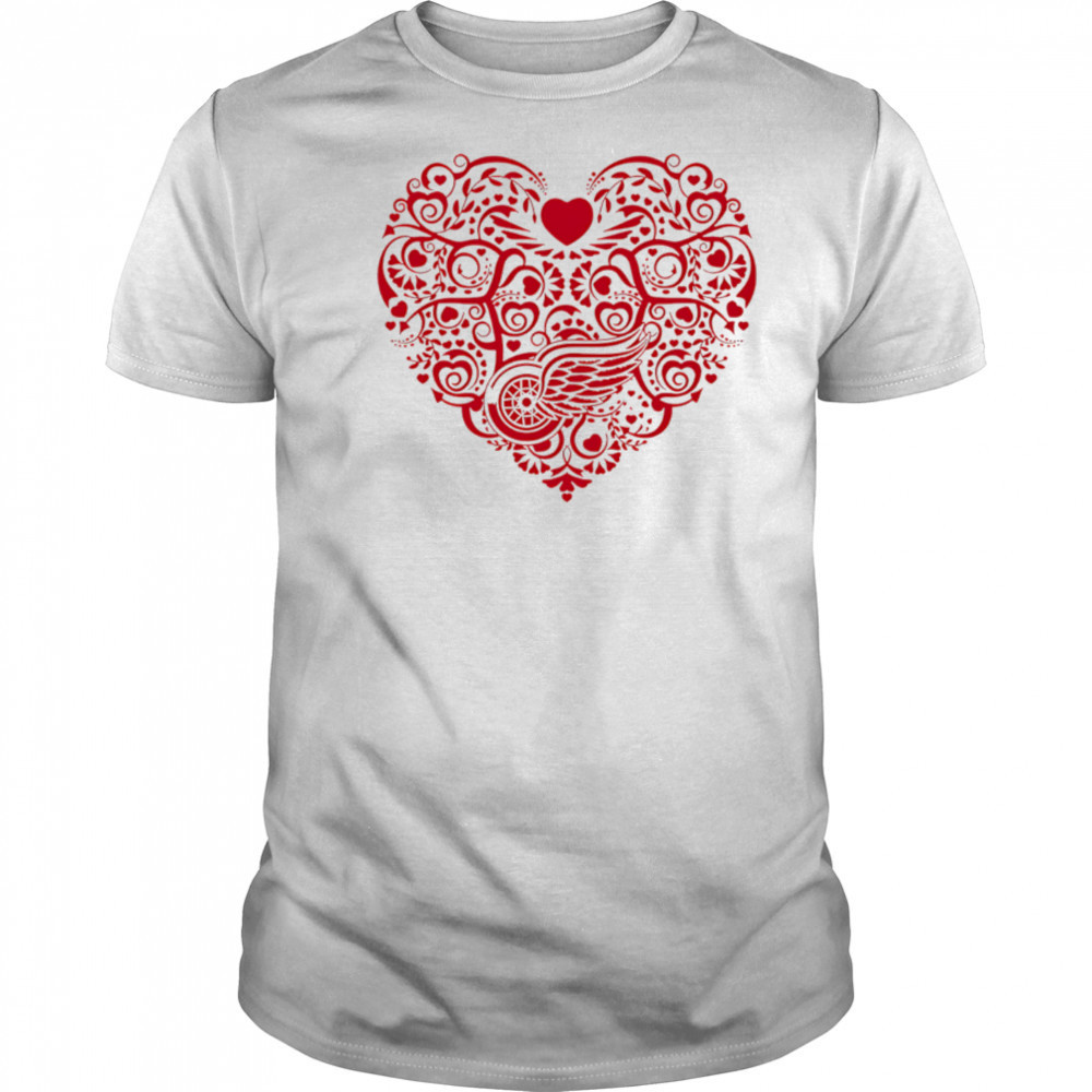 Detroit Red Wings Floral Pattern Heart logo shirt