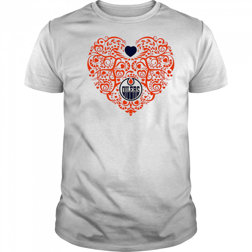 Edmonton Oilers Floral Pattern Heart logo shirt