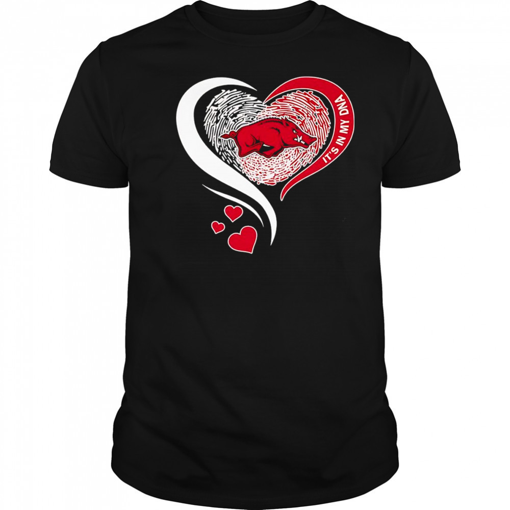 Fingerprint heart it’s in my DNA Arkansas Razorbacks shirt