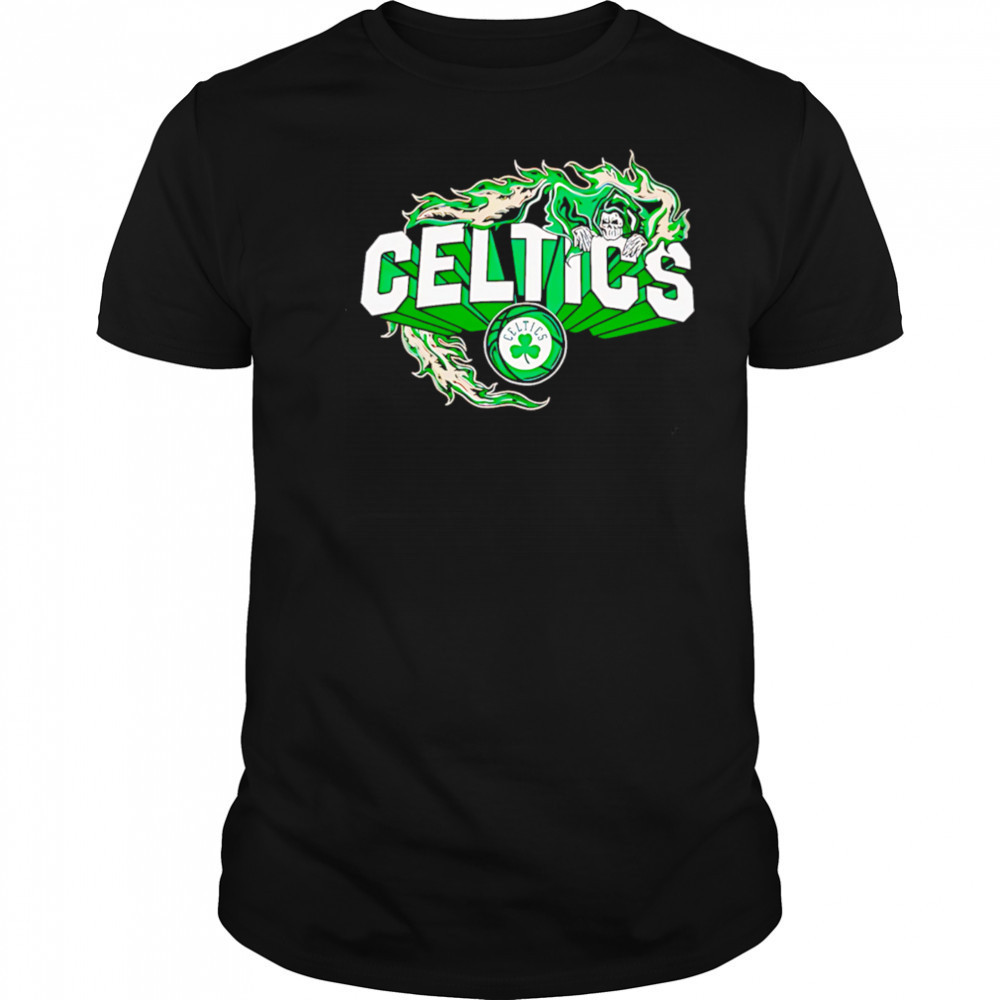 Flaming Grim Reaper Boston Celtics logo shirt