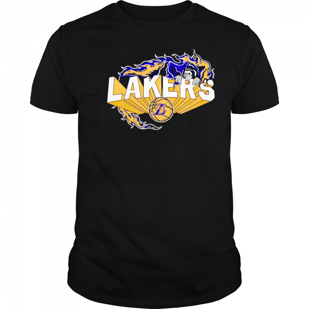 Flaming Grim Reaper Los Angeles Lakers logo shirt