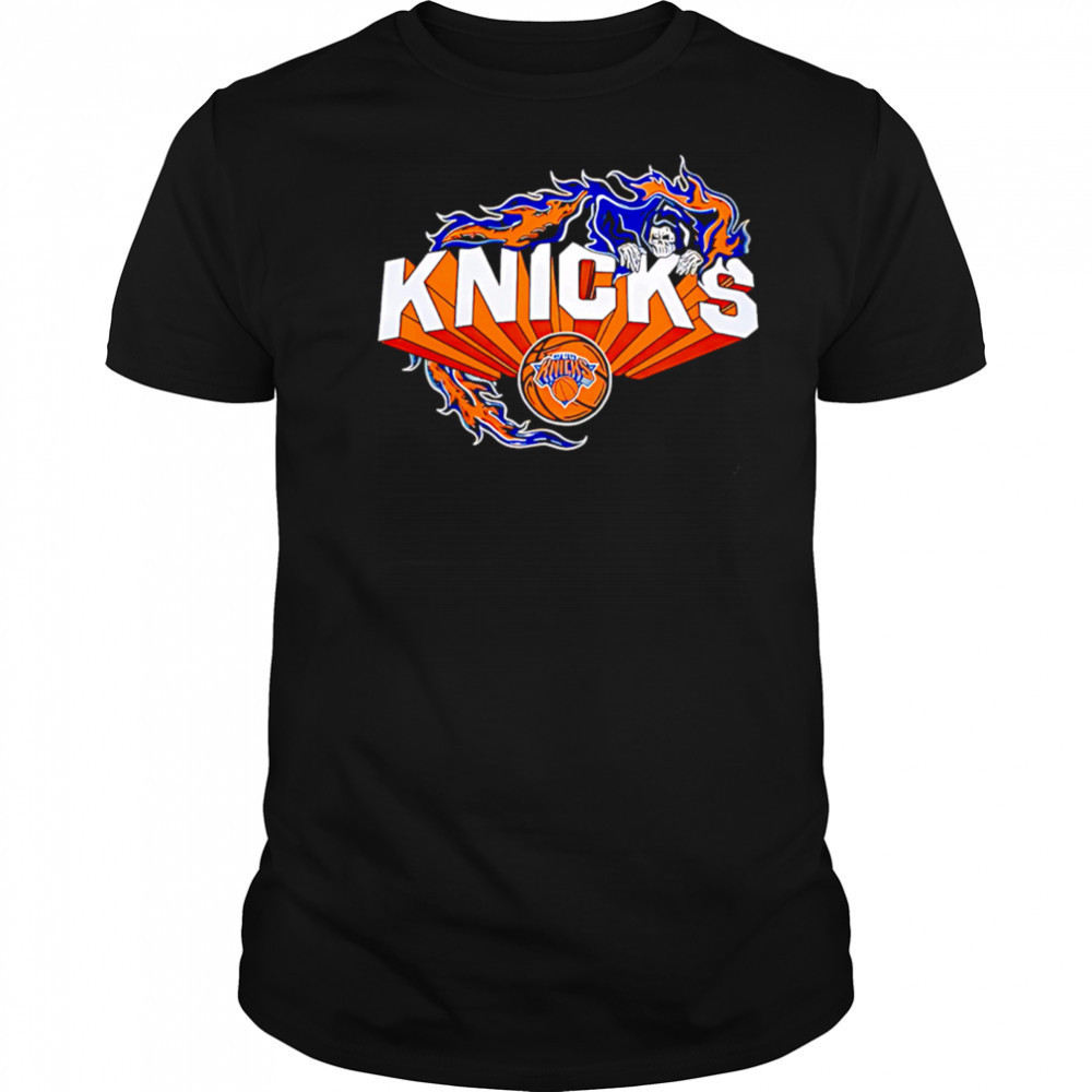 Flaming Grim Reaper New York Knicks logo shirt