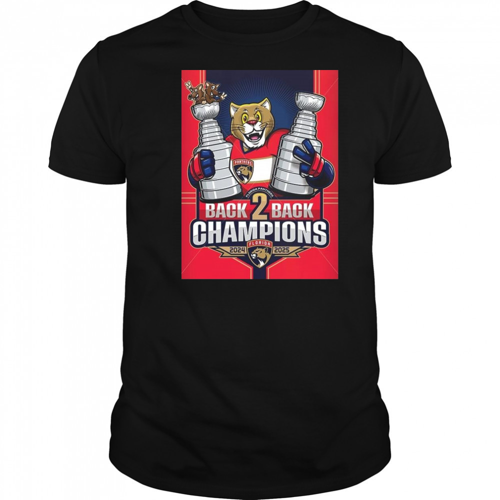 Florida Panthers Back To Back Stanley Cup 2025 Champions NHL The Cats Mascot Shirt