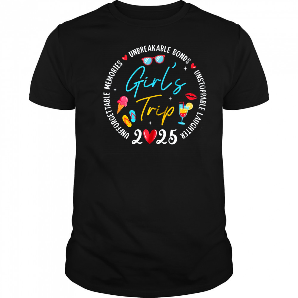 Girl's Trip 2025 Memories Girls Friends Trip Vacation Retro shirt