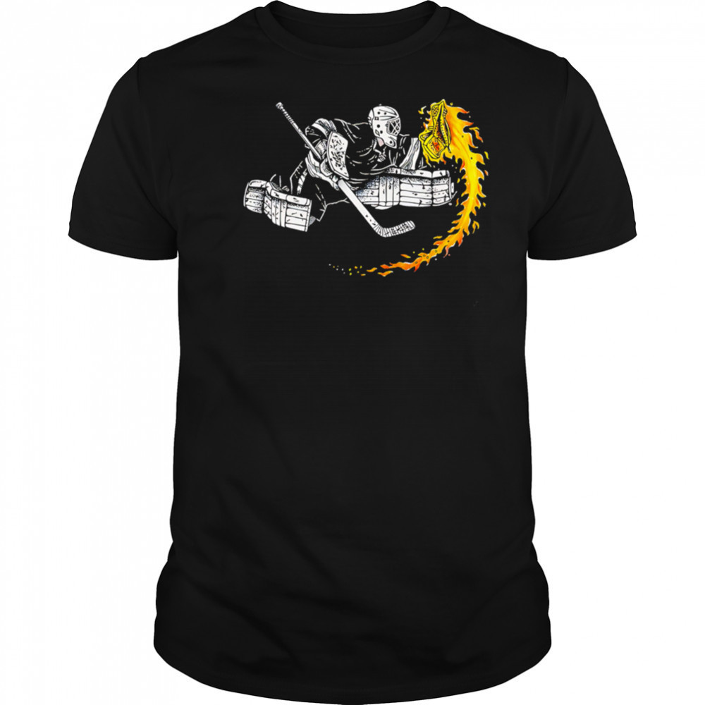 Ice Hockey Goalie Hot Glove on Fire shirt