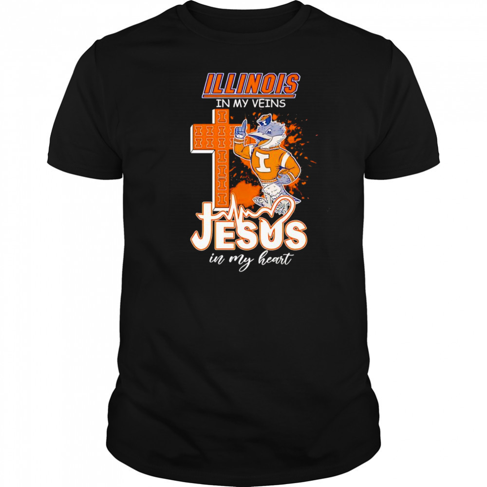 Illinois in my veins Jesus in my heart mascot shirt