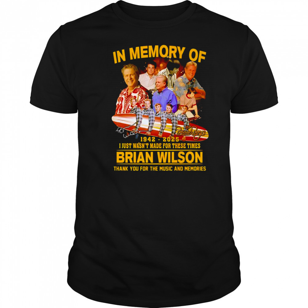 In memory of 1942 2025 Brian Wilson thank you for the music and memories shirt