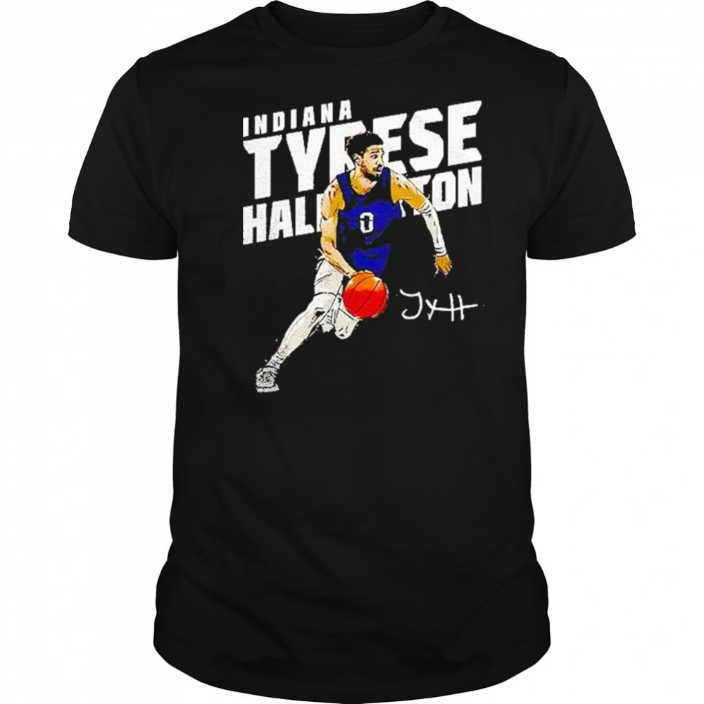 Indiana Pacers Tyrese Haliburton Basketball Player Slant Graphic Shirt