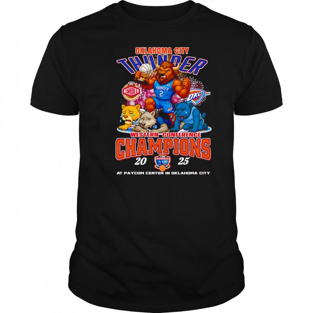 Mascot Oklahoma City Thunder Western Conference Champions 2025 at Paycom center shirt